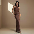 Brown satin dress - Satinni