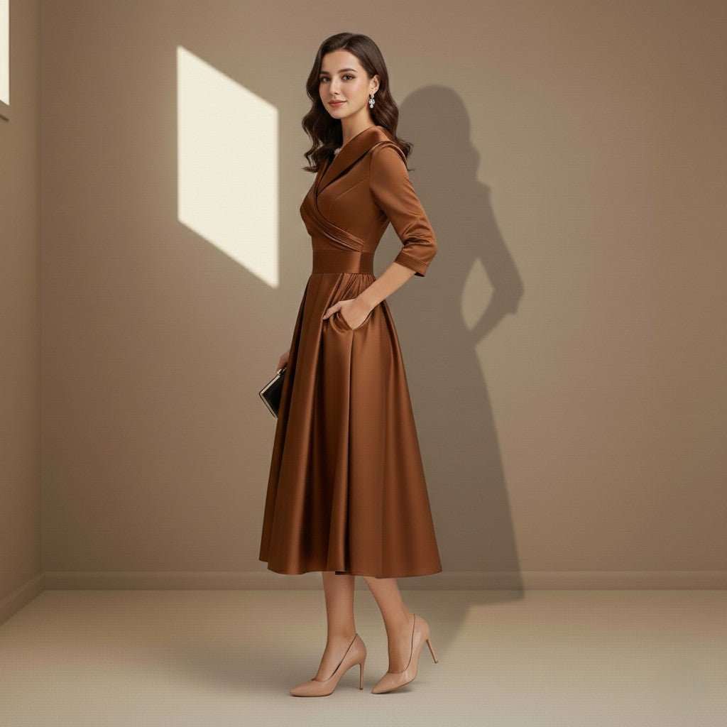Brown satin dress - Satinni
