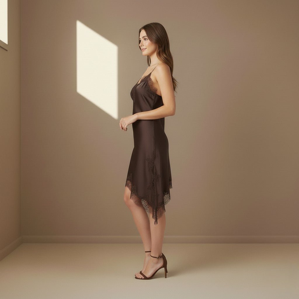 Brown satin dress - Satinni