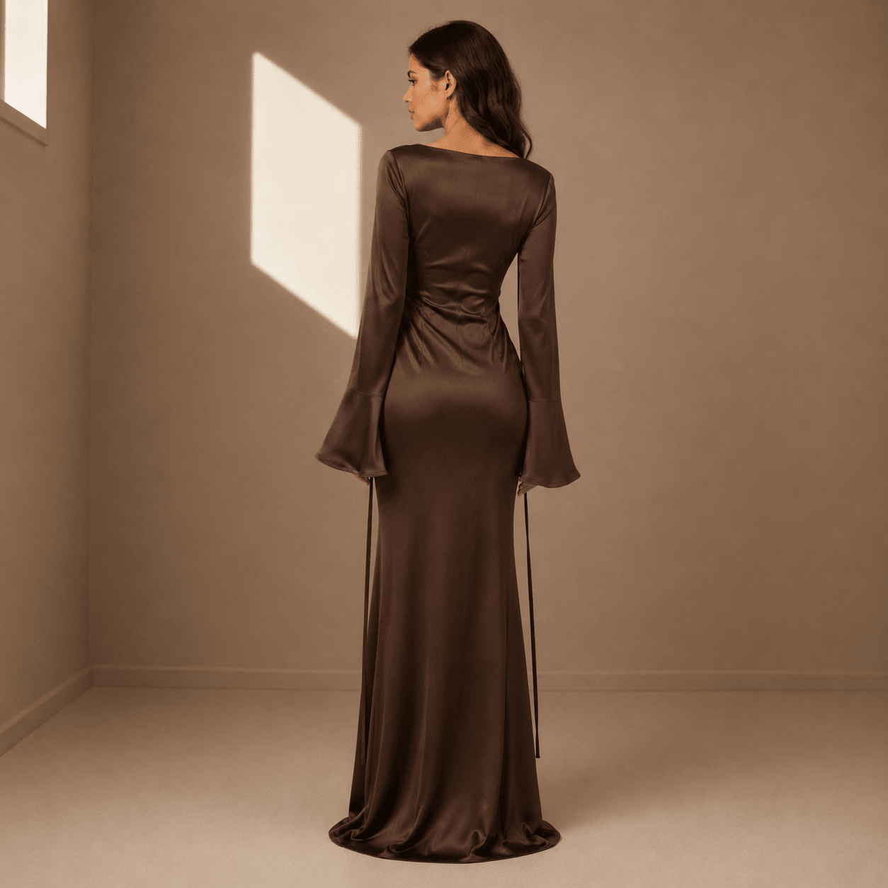 Brown satin dress - Satinni
