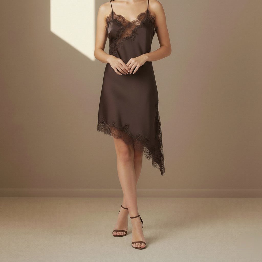 Brown satin dress - Satinni