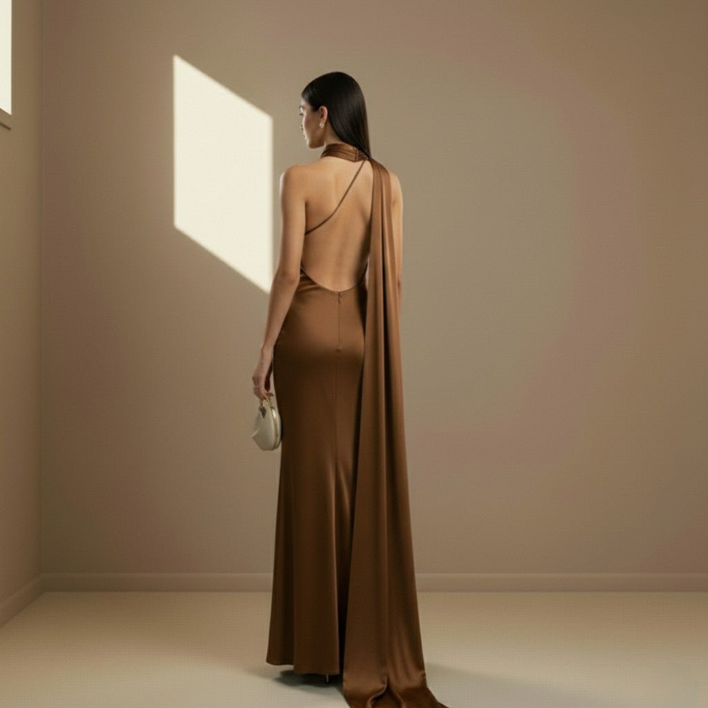 Brown satin dress - Satinni