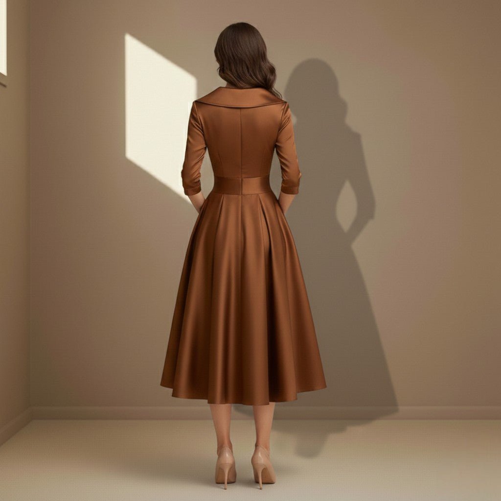 Brown satin dress - Satinni