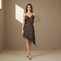 Brown satin dress - Satinni
