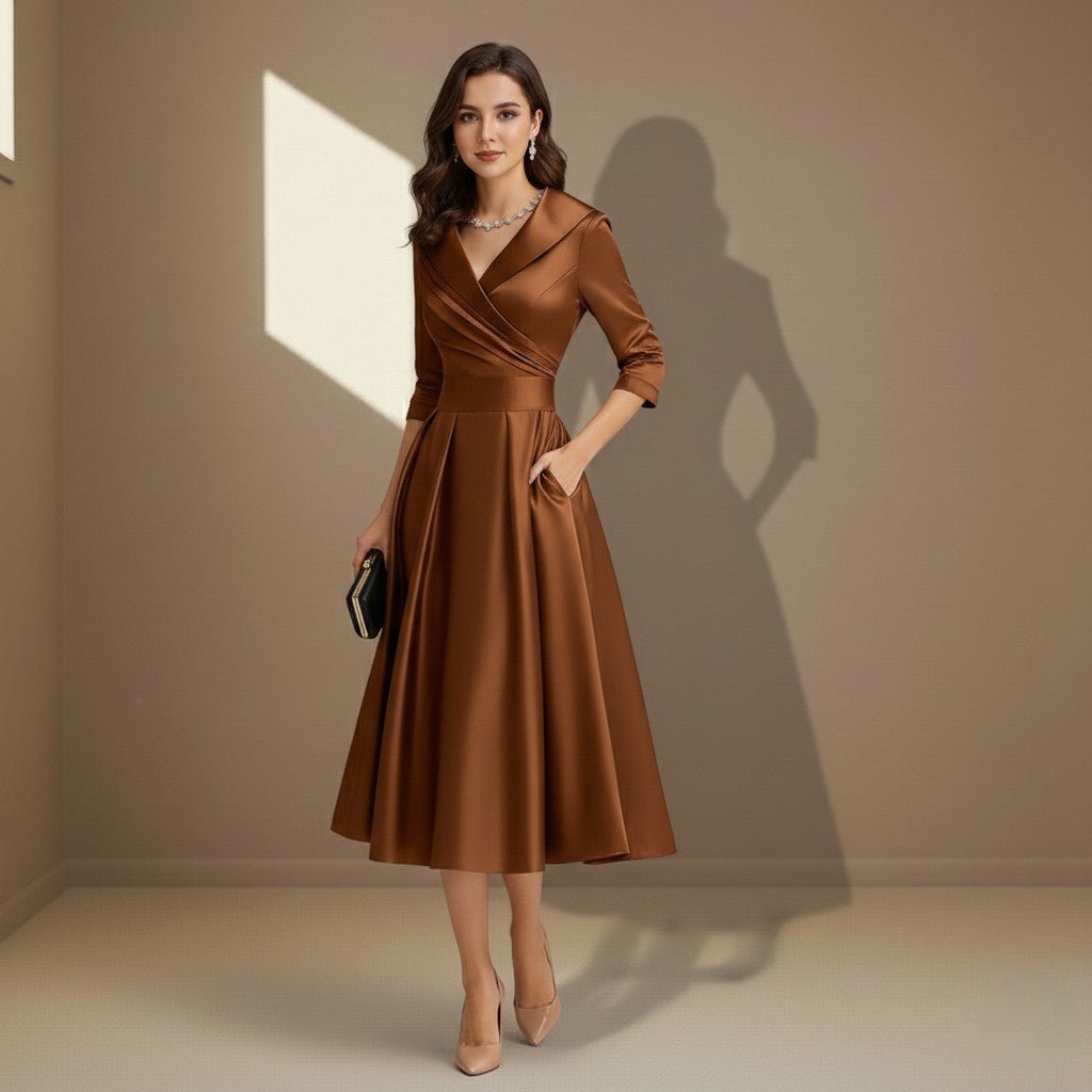 Brown satin dress - Satinni