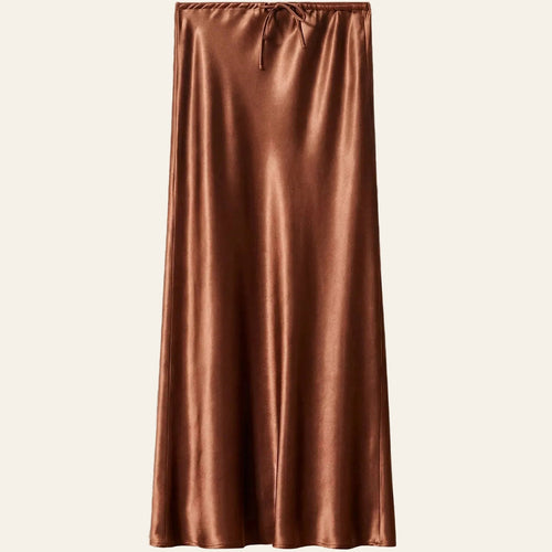 Brown Satin Skirt - Satinni