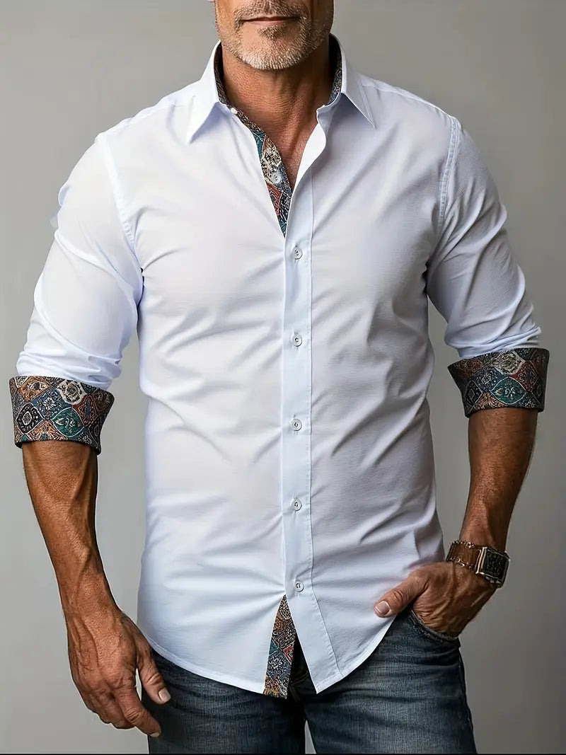 Tailored Button-Up Shirt | Cotton Blend | Classic Fit | Men's Dress Shirt