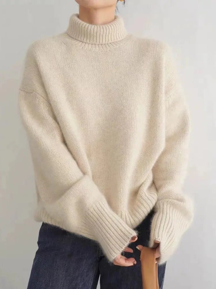 Cashmere Turtleneck Sweater for Women | Elegant High Collar Design - Satinni