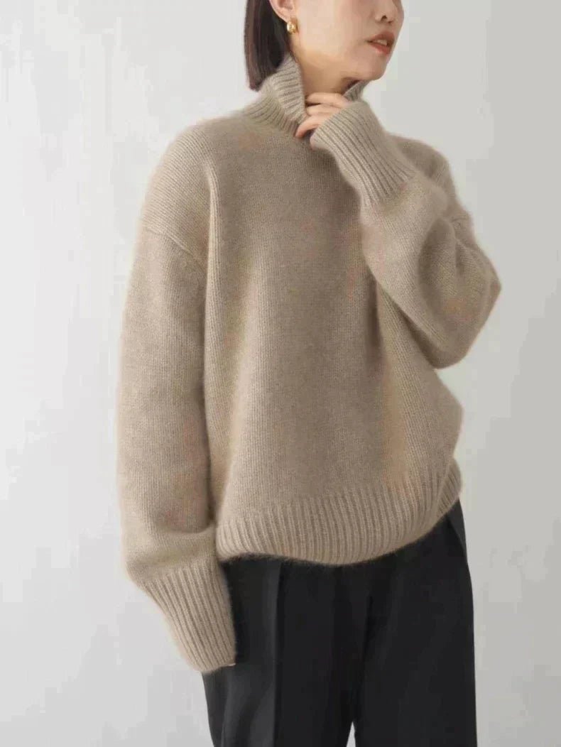 Cashmere Turtleneck Sweater for Women | Elegant High Collar Design - Satinni