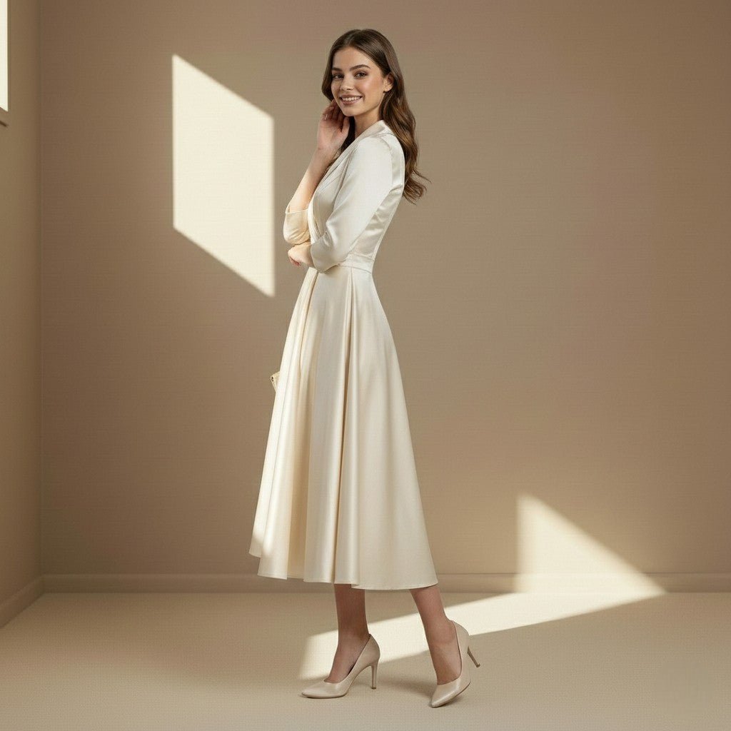 Champagne satin dress - Satinni
