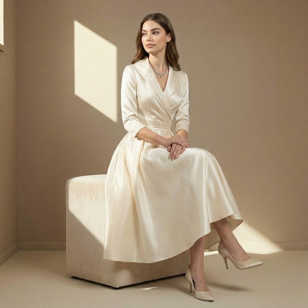 Champagne satin dress - Satinni