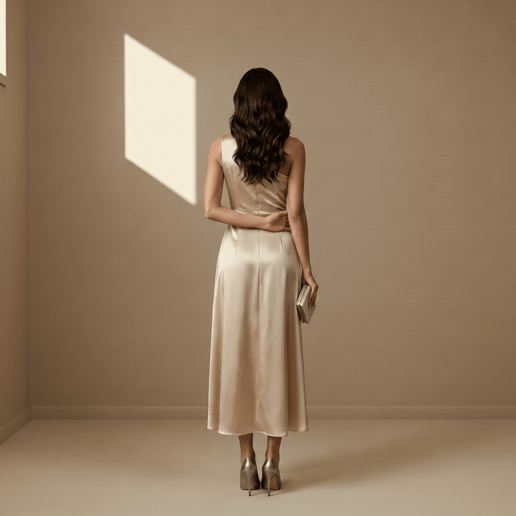 Champagne satin dress - Satinni
