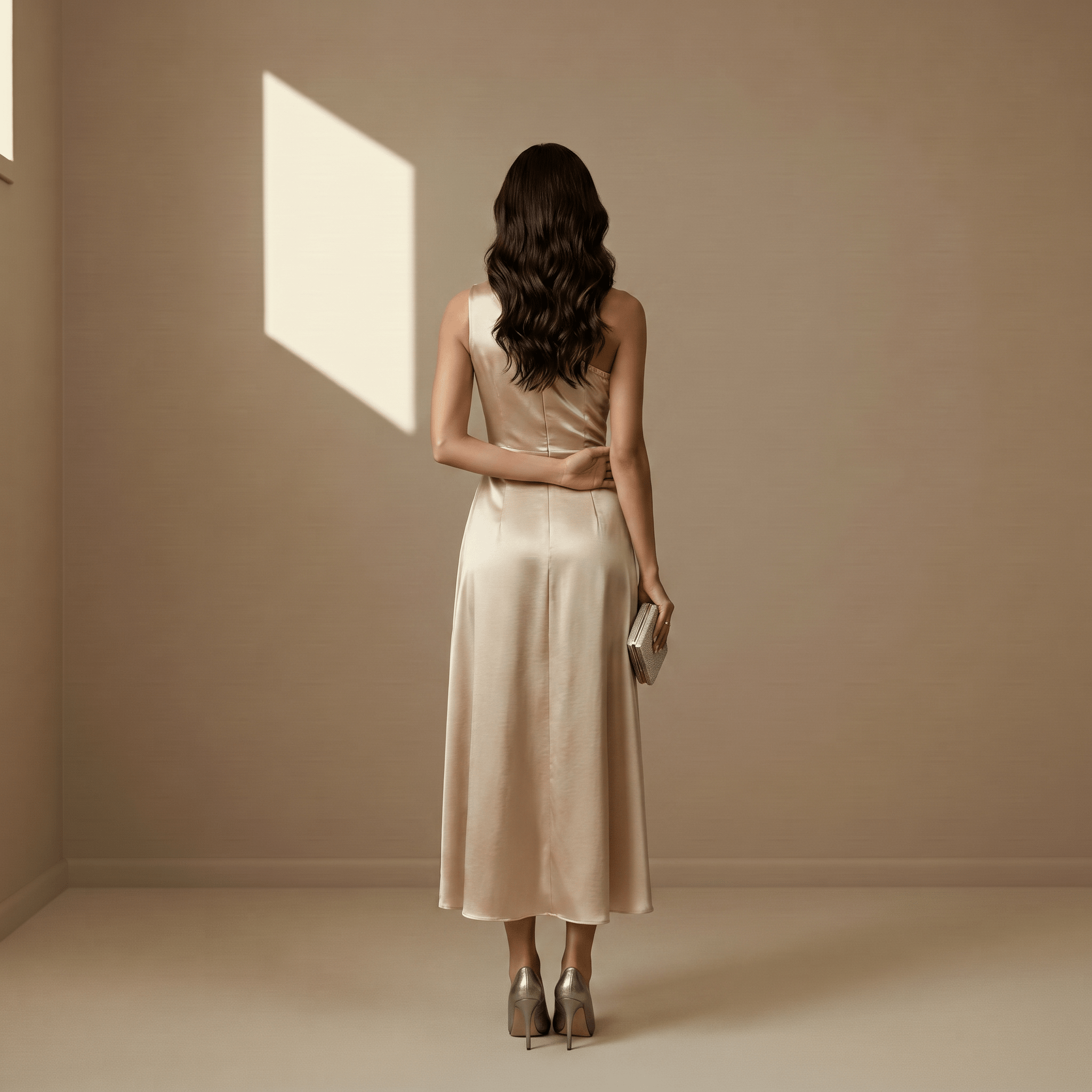Champagne satin dress - Satinni
