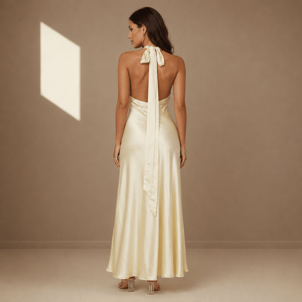 Champagne satin dress - Satinni