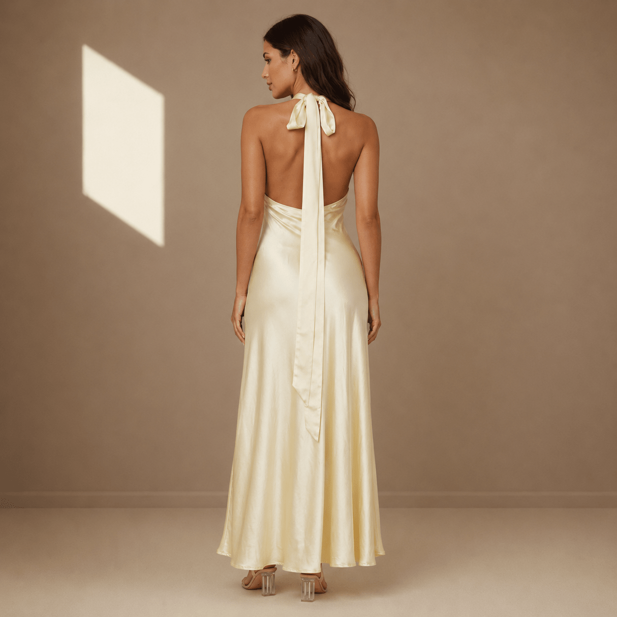 Champagne satin dress - Satinni