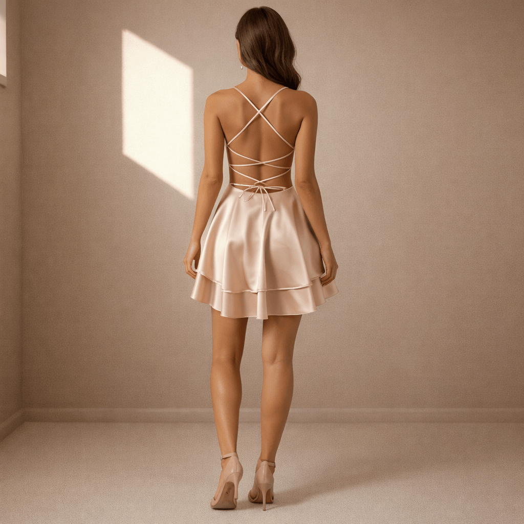 Champagne satin dress - Satinni