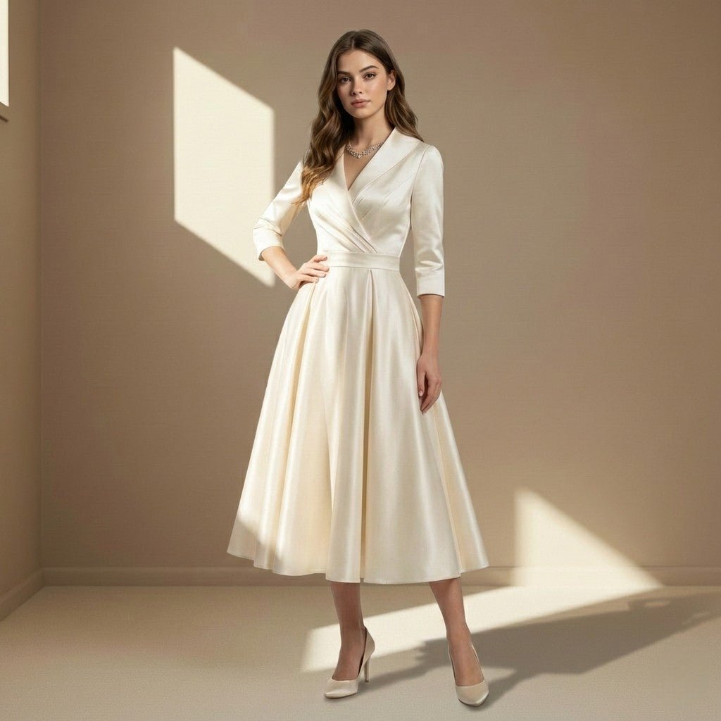 Champagne satin dress - Satinni