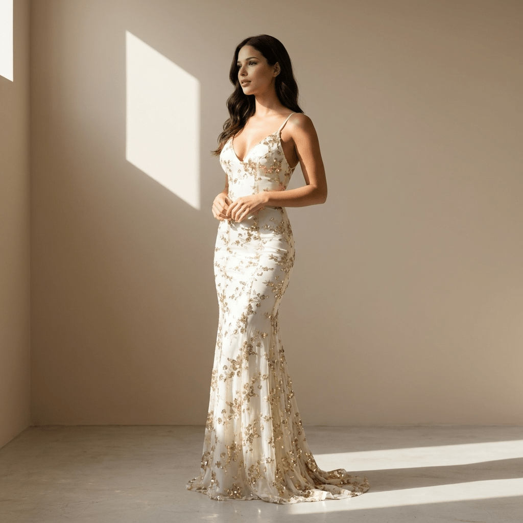 Champagne satin dress - Satinni