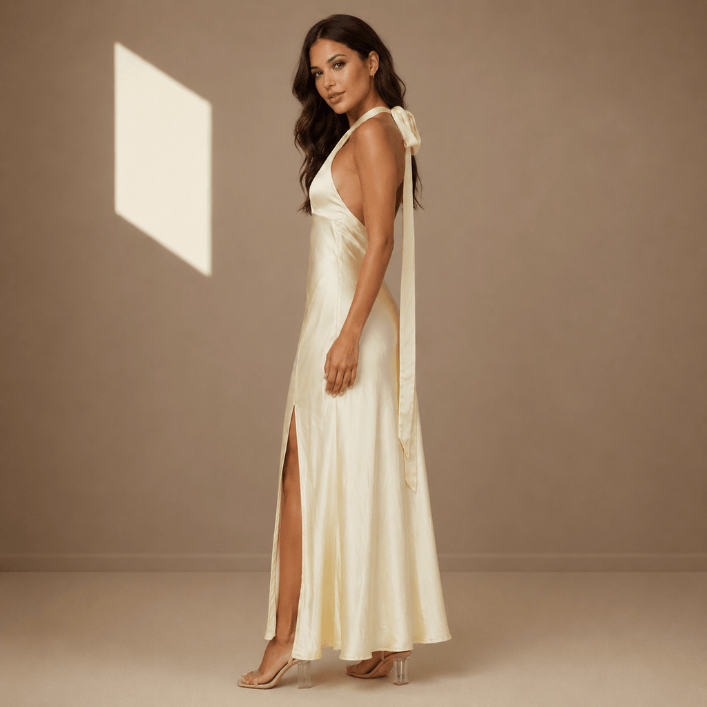 Champagne satin dress - Satinni