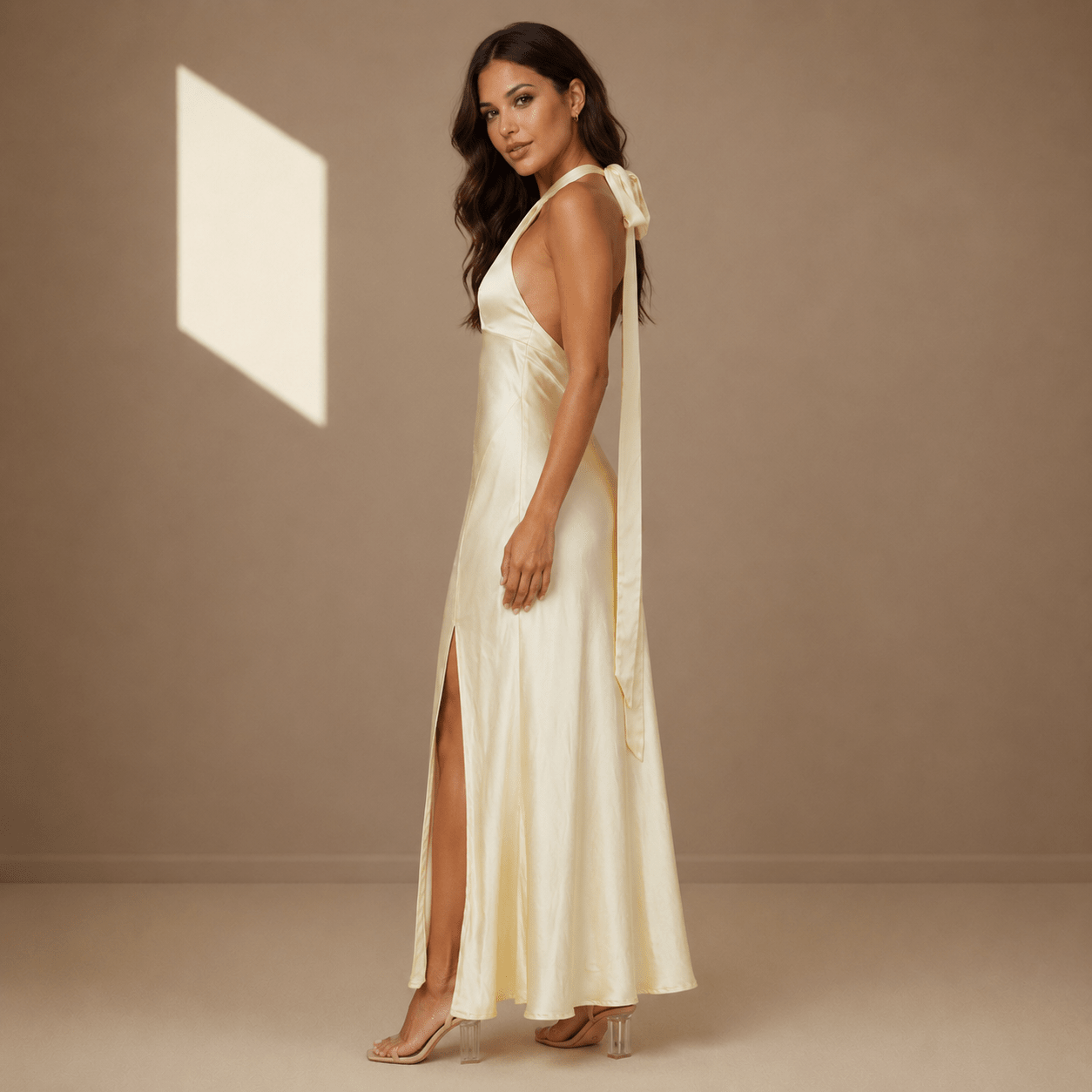 Champagne satin dress - Satinni