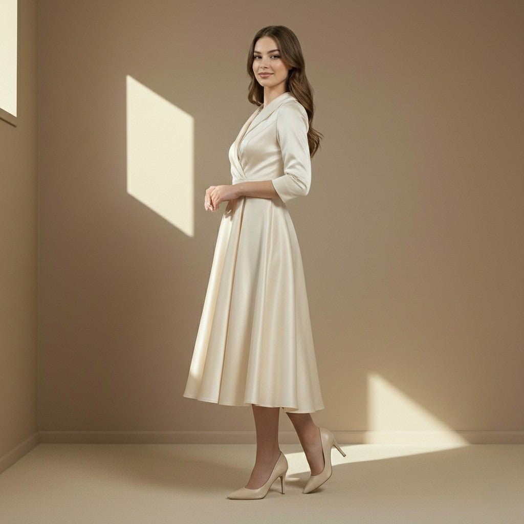 Champagne satin dress - Satinni