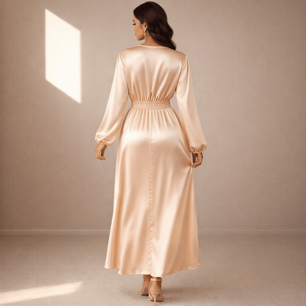 Champagne satin dress - Satinni