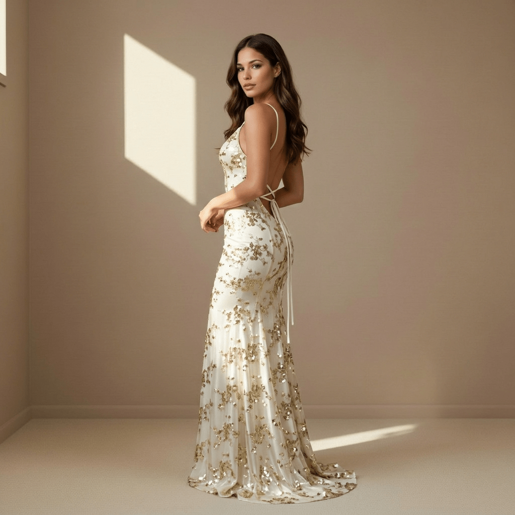 Champagne satin dress - Satinni
