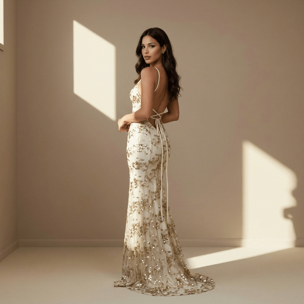 Champagne satin dress - Satinni