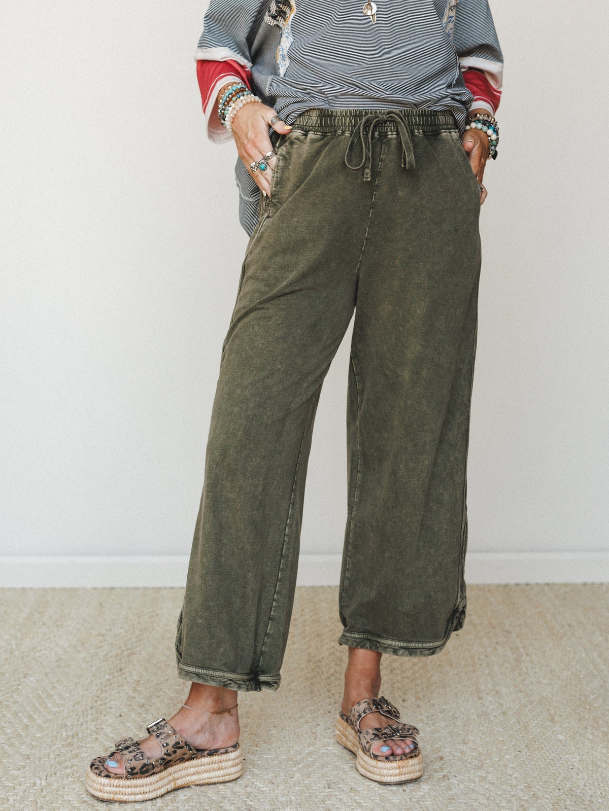 Cropped Wide Leg Pant – Olive, Comfy Fit, Casual Wear, Everyday Style