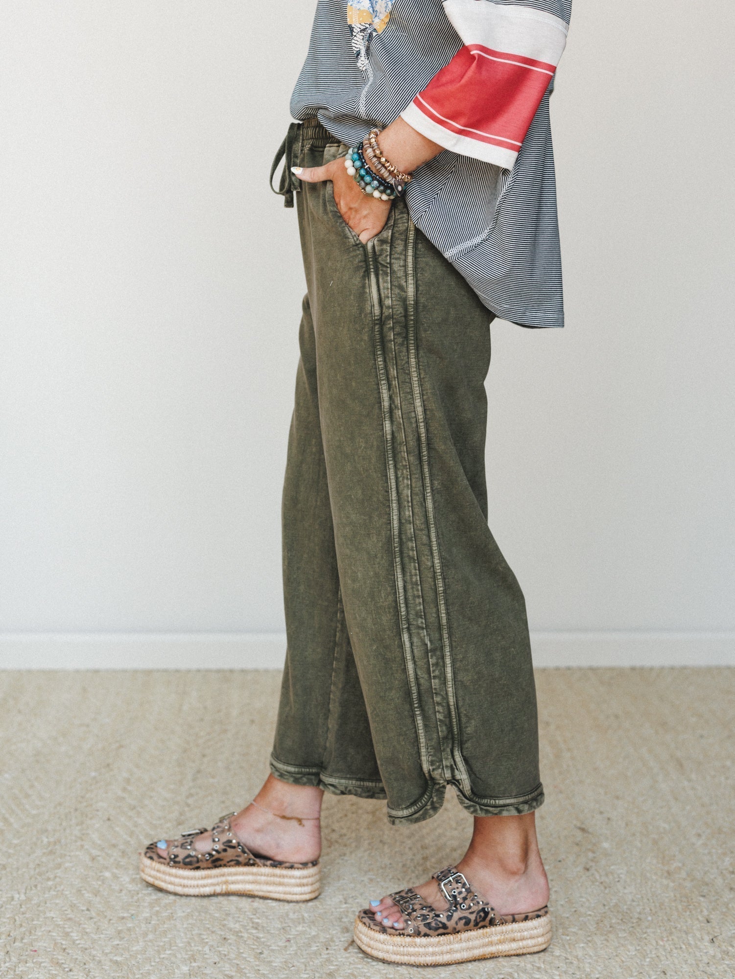 Cropped Wide Leg Pant – Olive, Comfy Fit, Casual Wear, Everyday Style