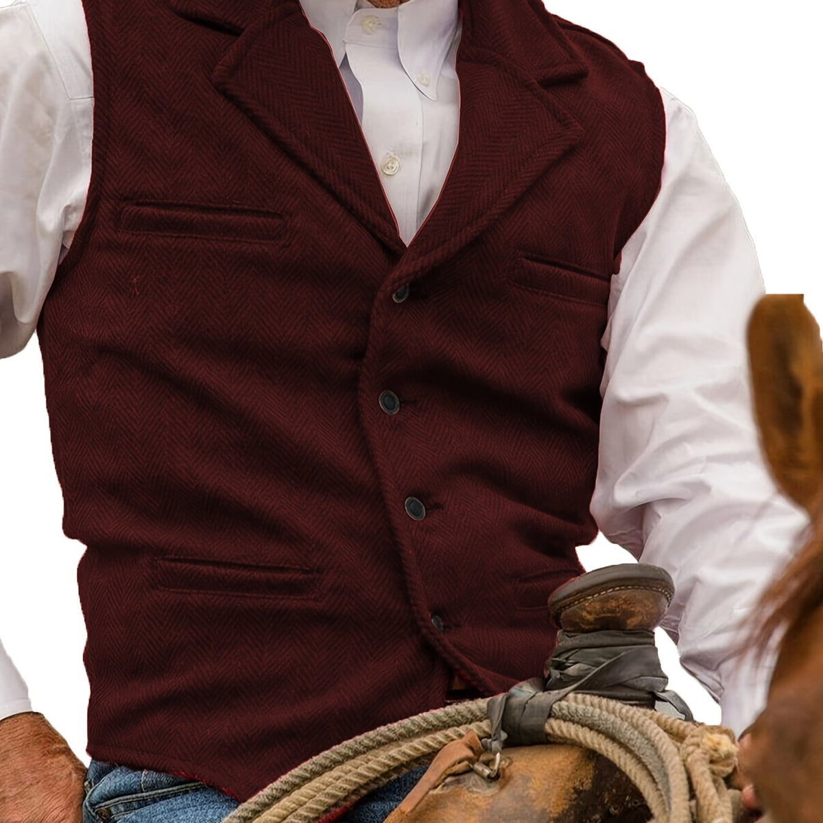 Herringbone Vest for Men | Heritage Style | Warm Wool Blend | Casual Wear