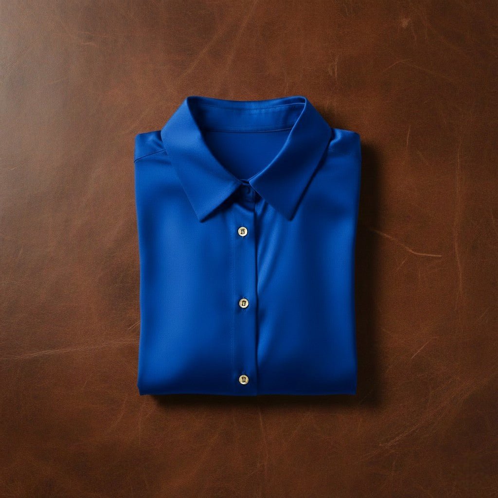 Dark Blue Satin Shirt - Satinni