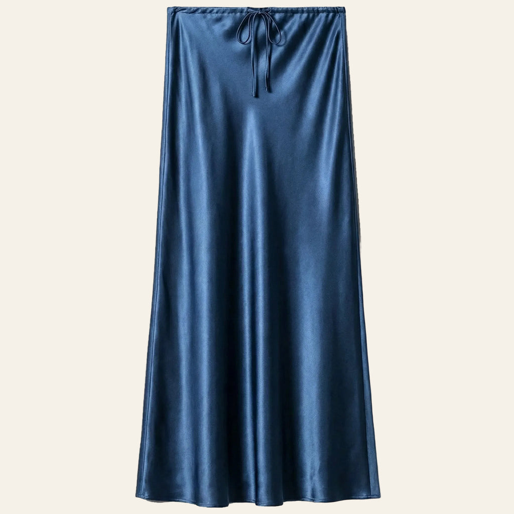 Dark Blue Satin Skirt - Satinni