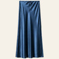 Dark Blue Satin Skirt - Satinni