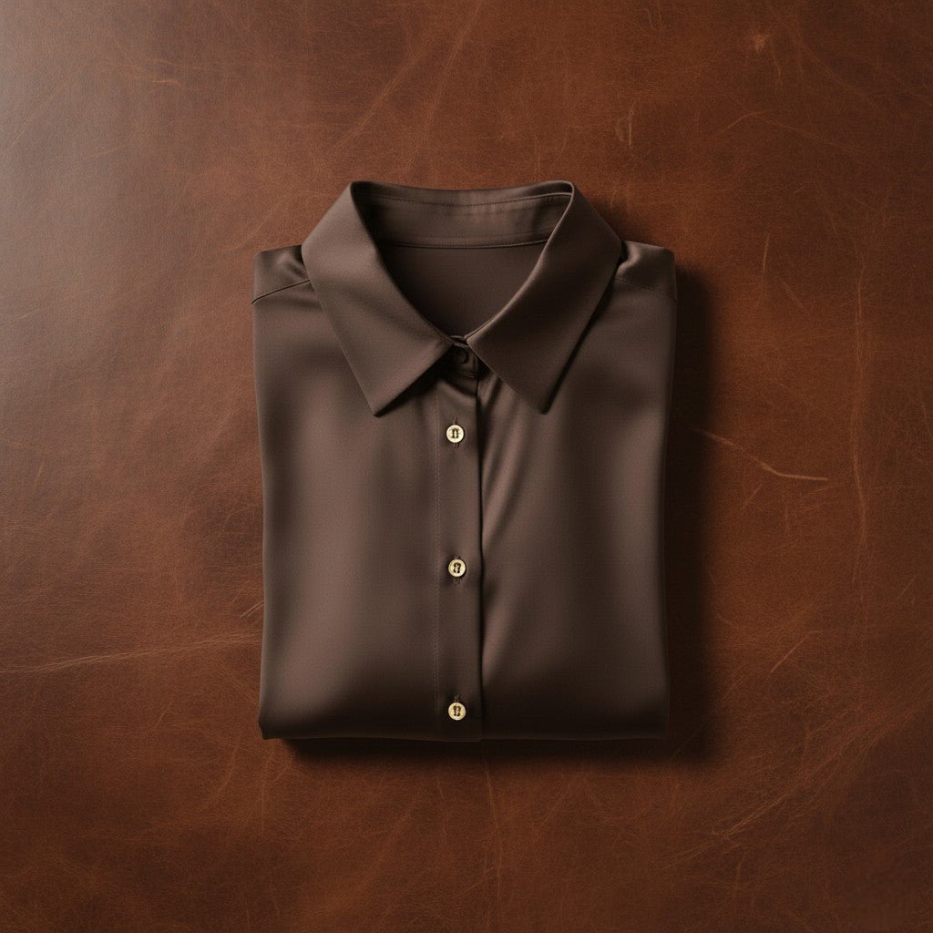 Dark Brown Satin Shirt - Satinni