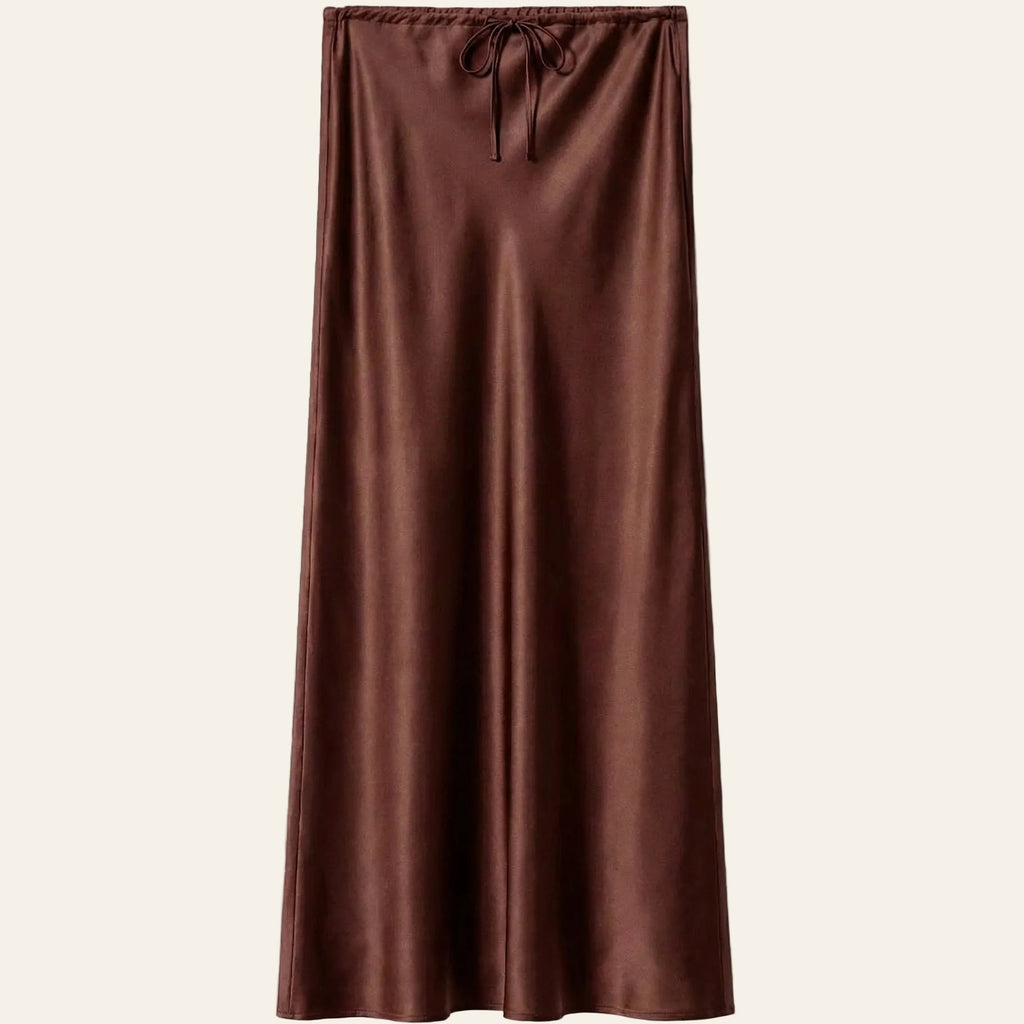 Dark Brown Satin Skirt - Satinni