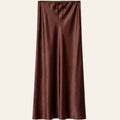 Dark Brown Satin Skirt - Satinni