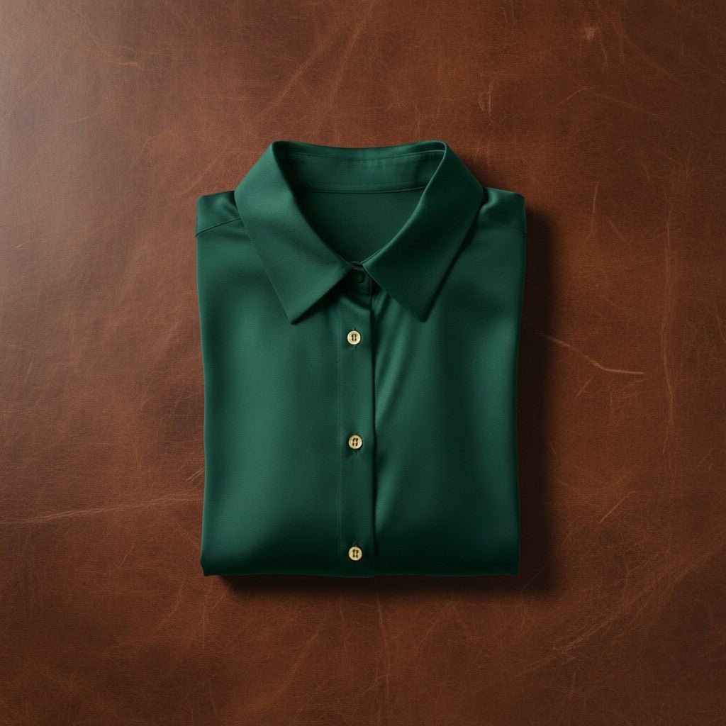 Dark Green Satin Shirt - Satinni