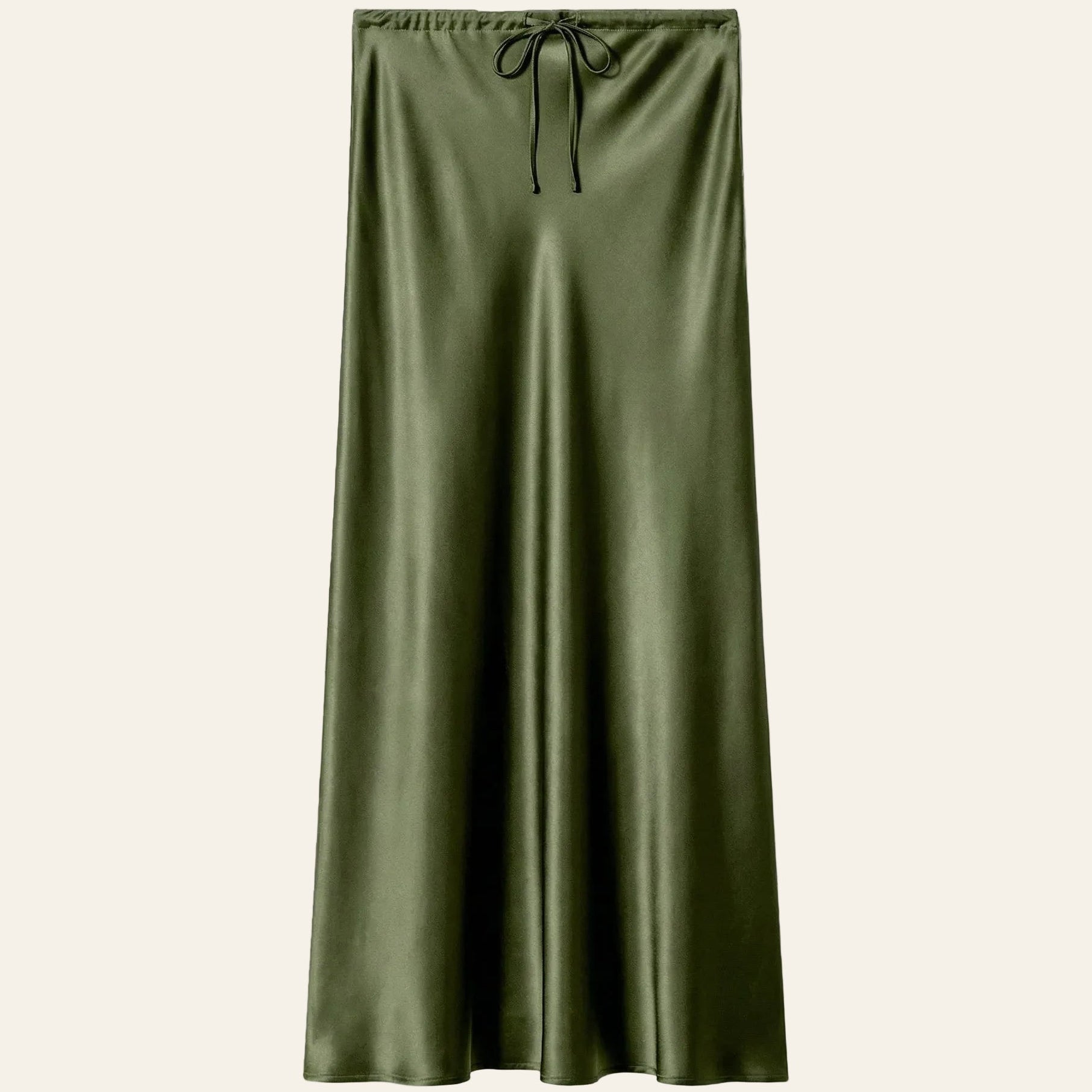 Dark Green Satin Skirt - Satinni
