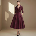 Dark red satin dress - Satinni