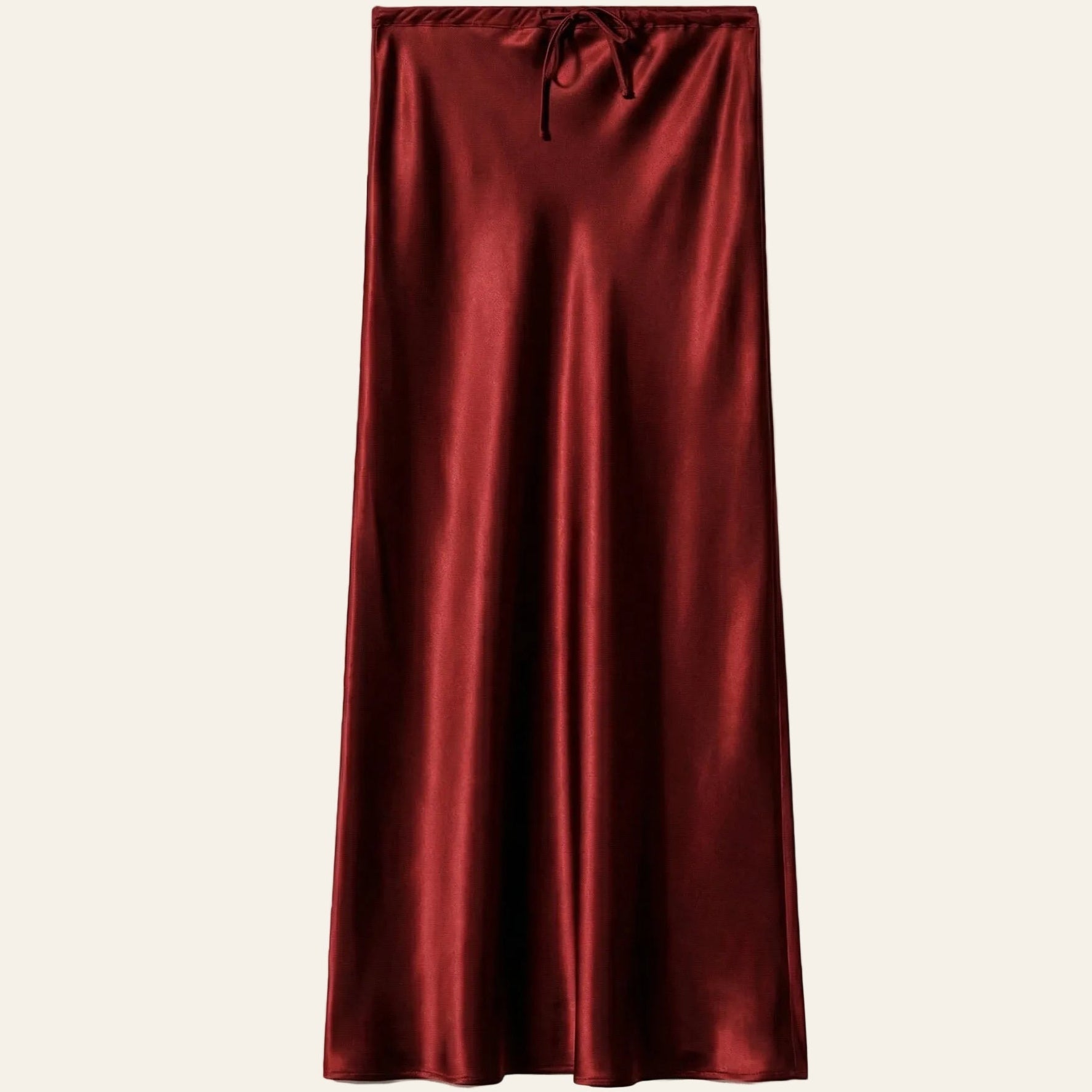 Dark Red Satin Skirt - Satinni