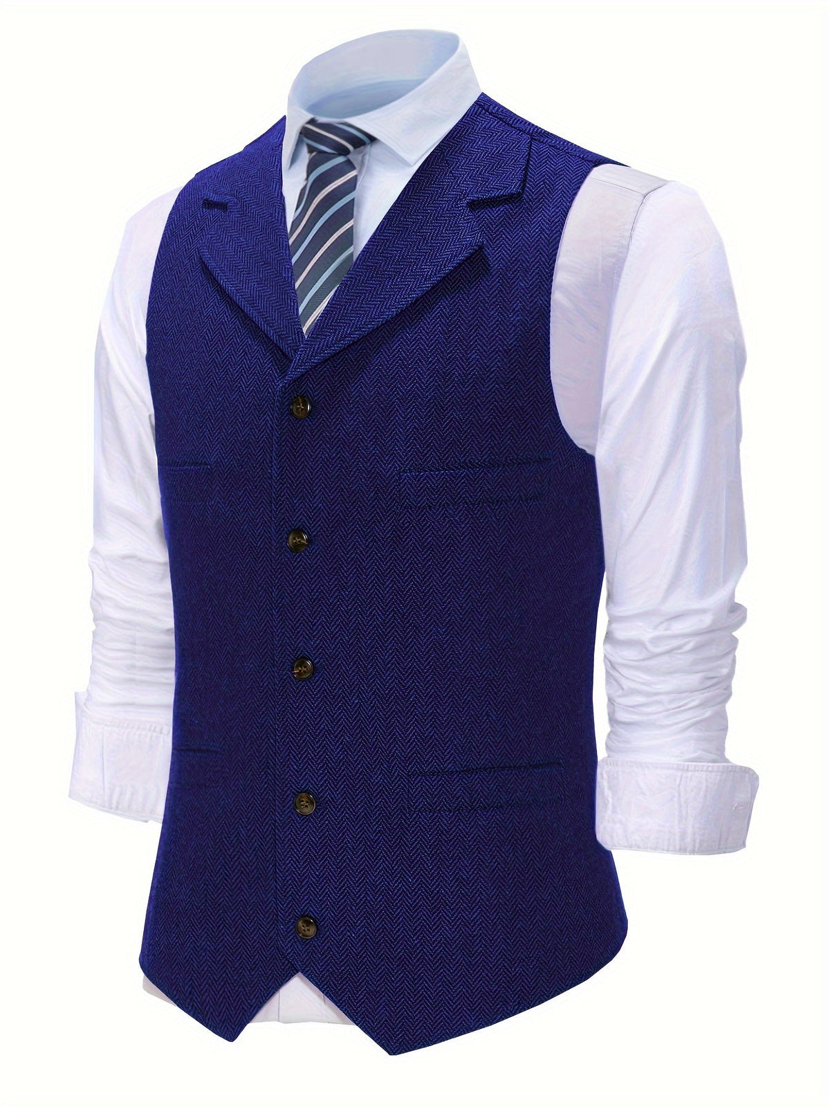Herringbone Waistcoat in Refined Fabric for Formal or Smart-Casual Wear
