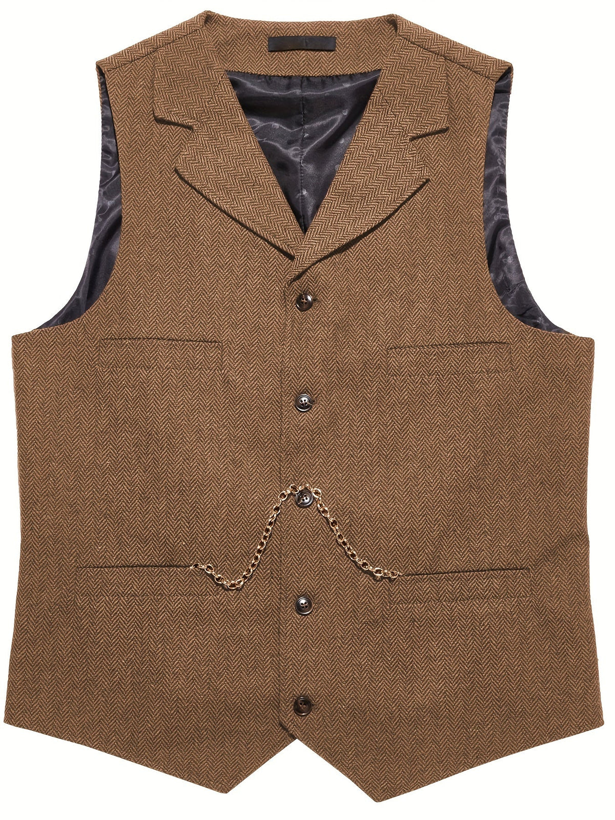 Herringbone Waistcoat in Refined Fabric for Formal or Smart-Casual Wear