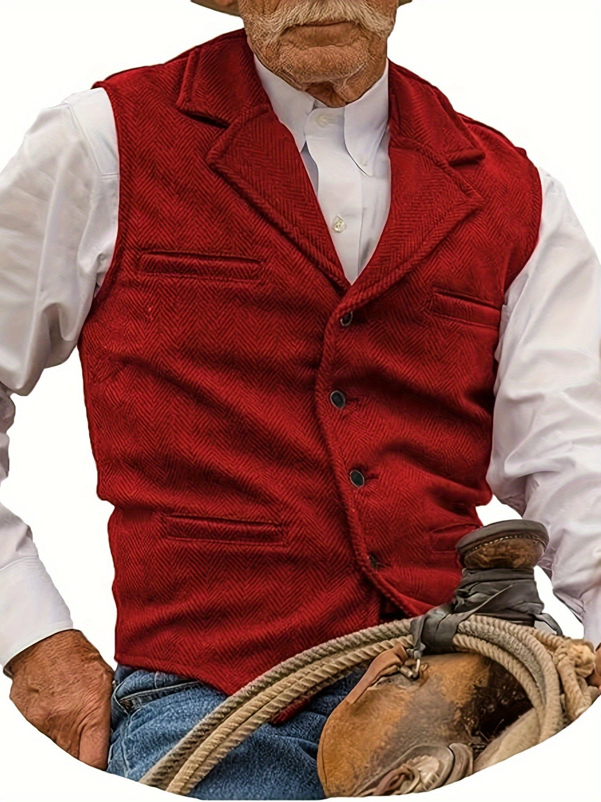 Herringbone Vest for Men | Heritage Style | Warm Wool Blend | Casual Wear