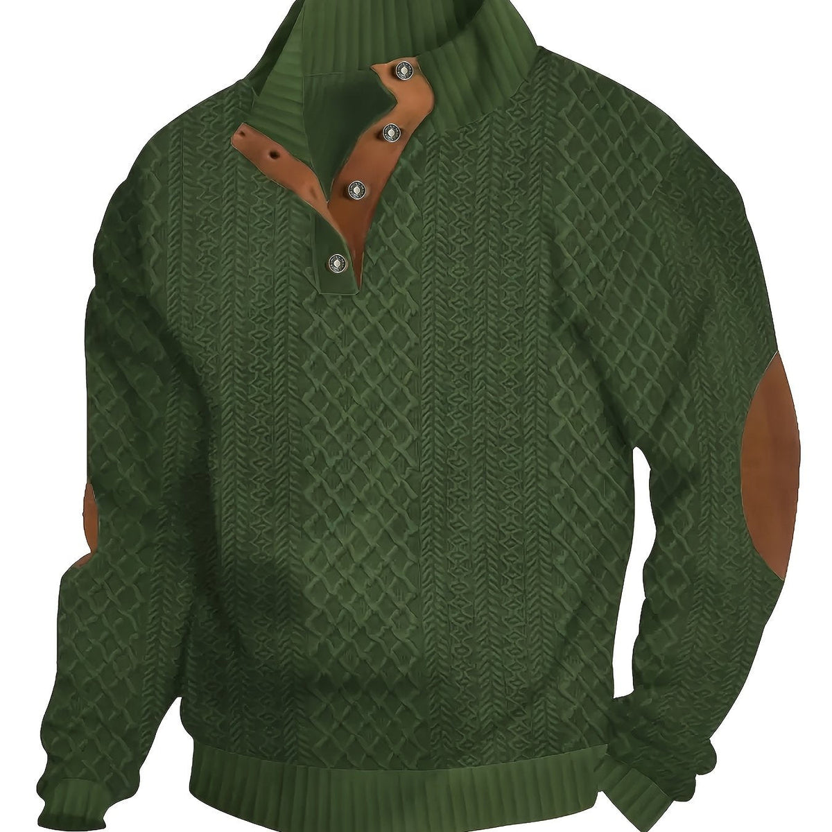 Stand Collar Button Henley Sweater for Men | Comfortable Knit Casual Wear