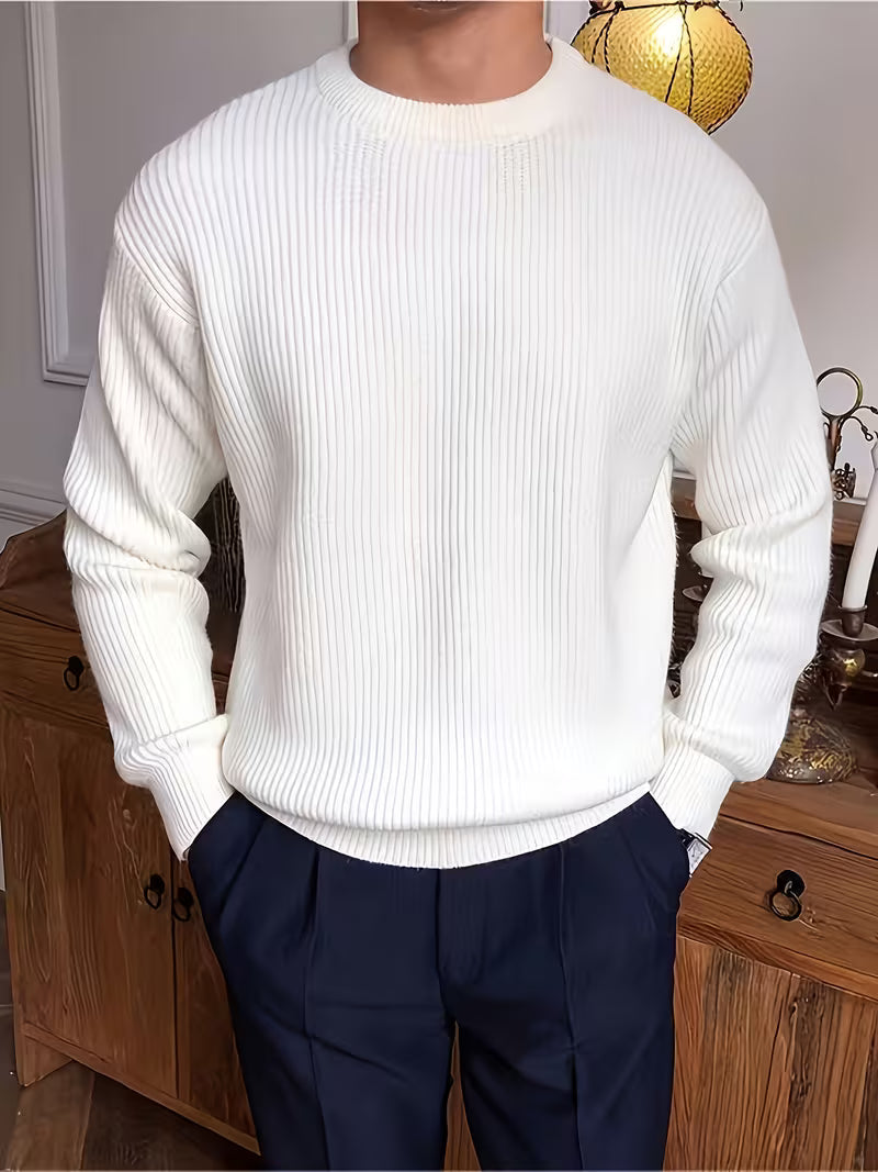 Ribbed Knit Long Sleeve Shirt for Casual Wear in Soft Cotton Blend
