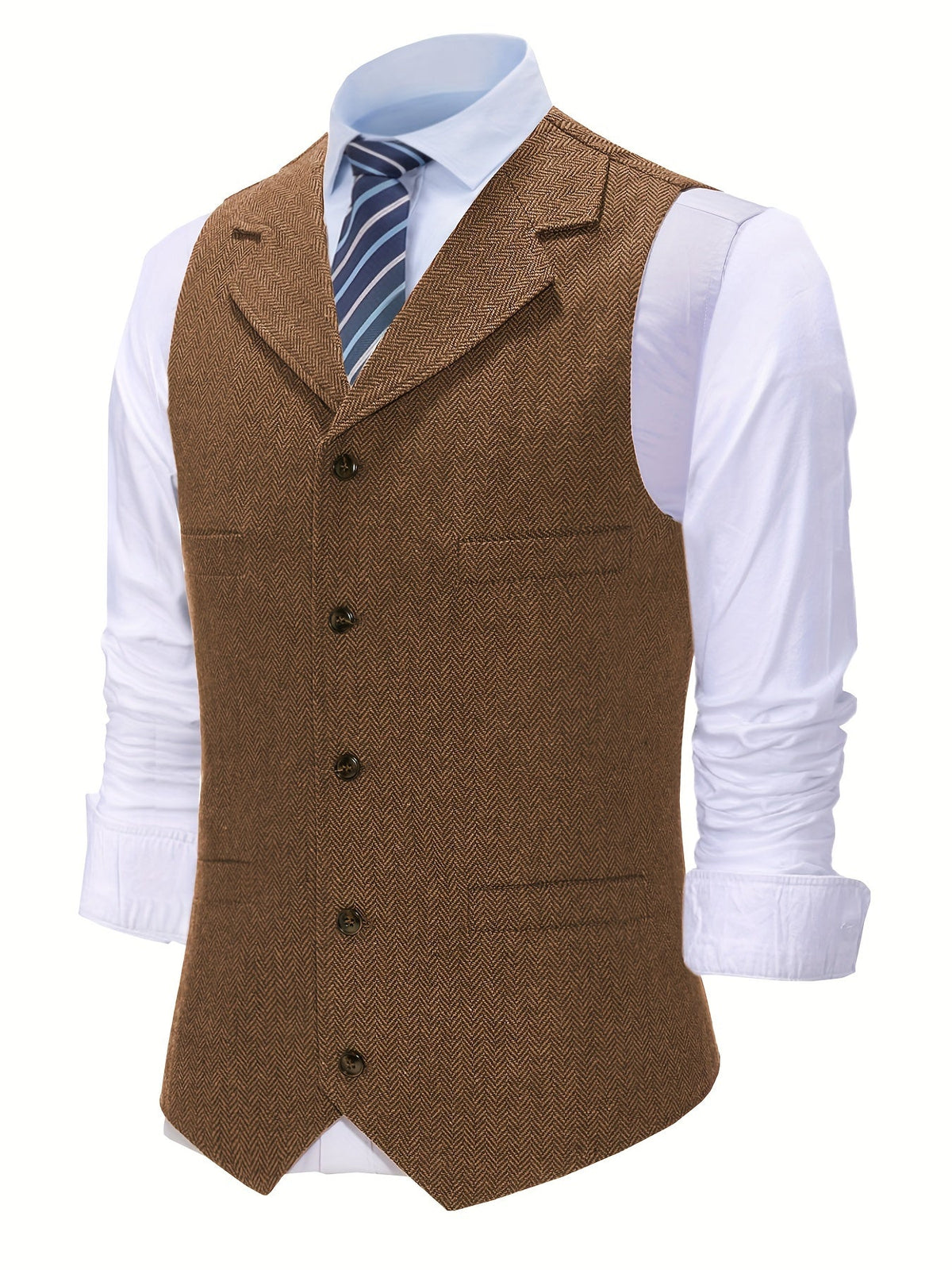 Herringbone Waistcoat in Refined Fabric for Formal or Smart-Casual Wear