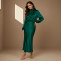 Emerald satin dress - Satinni