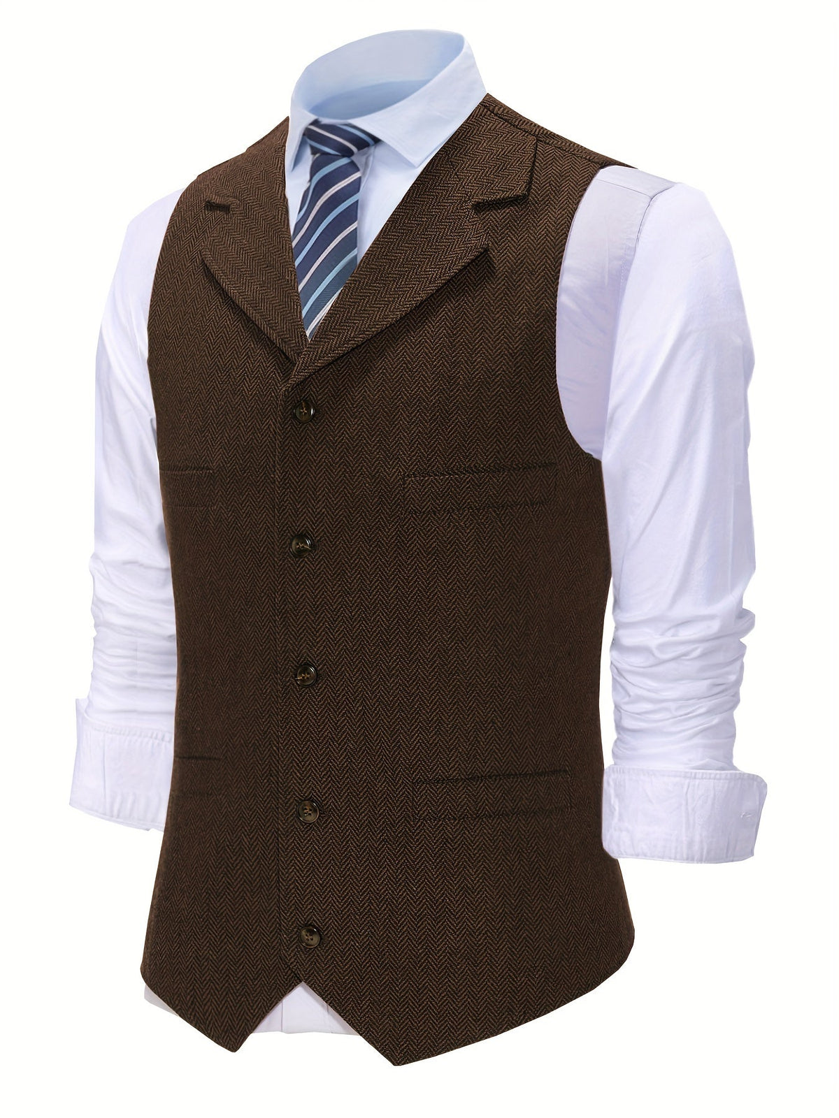 Herringbone Waistcoat in Refined Fabric for Formal or Smart-Casual Wear