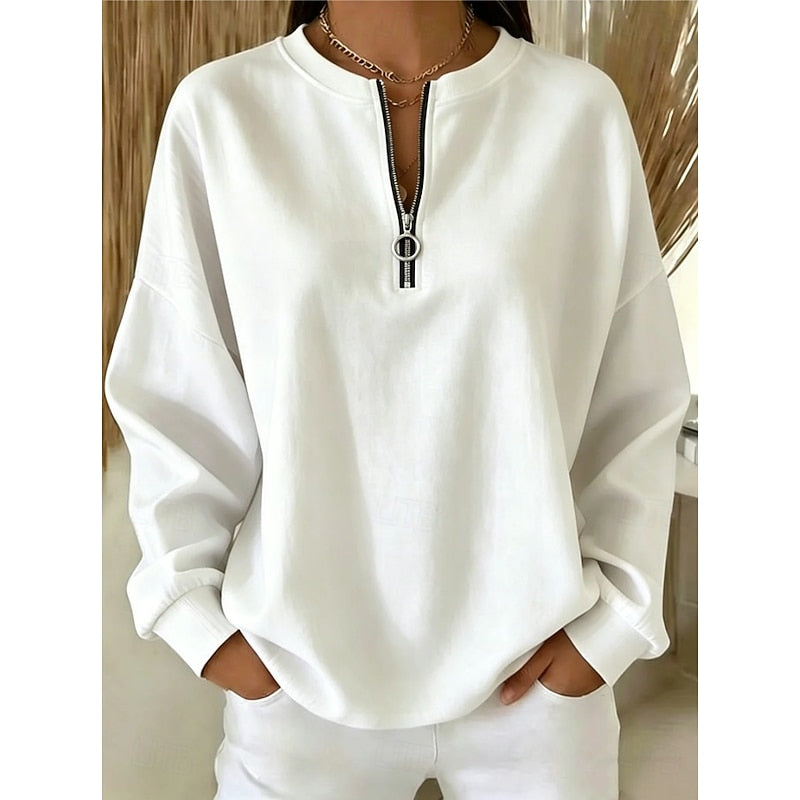 Quarter-Zip High-Neck Sweatshirt for Women | Soft Cotton Blend | Casual Wear